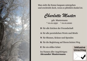 Winter, Winterberge, Wintermoptive, Schnee. Danksagungen Trauer bei Sterbefall, Todesfall, Beerdigung und Trauerfall