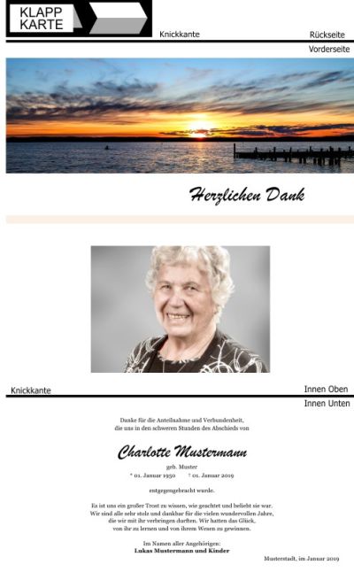 Himmel, Sonne, Wolken. Trauer Danksagung Karten bei Sterbefall, Todesfall, Beerdigung und Trauerfall