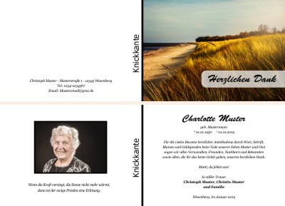 Persönliche Trauerdankeskarten nach Trauerfall, Beerdigung und Todesfall