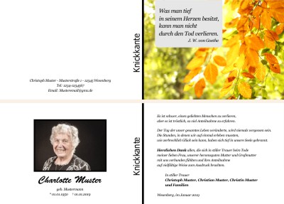 Unsere Favoriten. Persönliche Trauerdankeskarten nach Trauerfall, Beerdigung und Todesfall